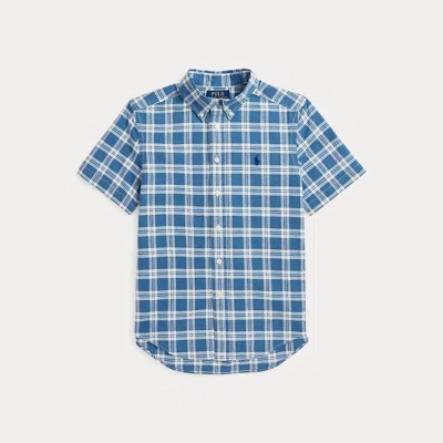 Polo Ralph Lauren Kids' Plaid Cotton Short-sleeve Shirt In Blue Multi