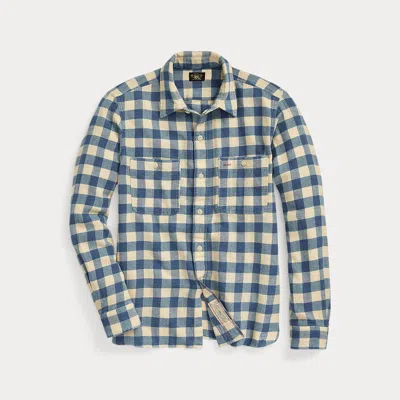 Ralph Lauren Plaid Cotton-linen Shirt In Rl-101 Indigo/cream In Multi