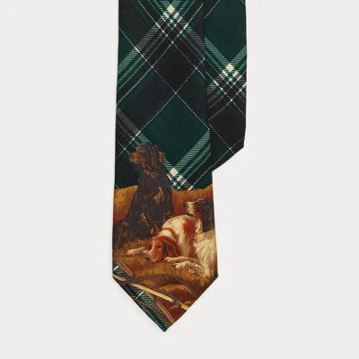 Ralph Lauren Plaid Dog-print Challis Tie In Multi