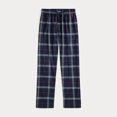 Ralph Lauren Plaid Flannel Pajama Pant In Blue