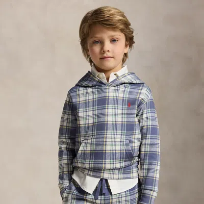 Ralph Lauren Kids' Plaid French Terry Hoodie In Milbury Plaid In Blue