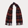 Ralph Lauren Plaid Fringe Wool-cashmere Scarf In Red