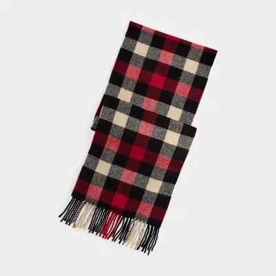 Ralph Lauren Plaid Fringe Wool Scarf