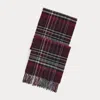 Ralph Lauren Plaid Fringe Wool Scarf In Multi