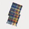 Polo Ralph Lauren Plaid Fringe Wool Scarf In Orange Multi