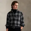 Ralph Lauren Plaid Knit Flannel Overshirt In Gray
