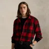 Ralph Lauren Plaid Knit Flannel Overshirt In Red