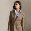 Ralph Lauren Plaid Linen Blazer In Brown