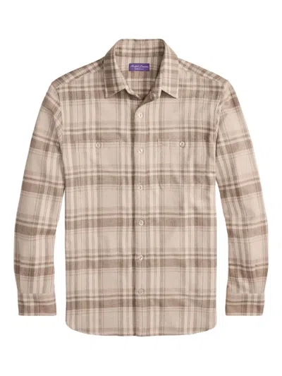 Ralph Lauren Plaid Long-sleeve Shirt In Brown