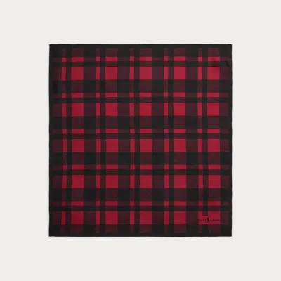Ralph Lauren Plaid Overcheck Wool-silk Bandanna In Black