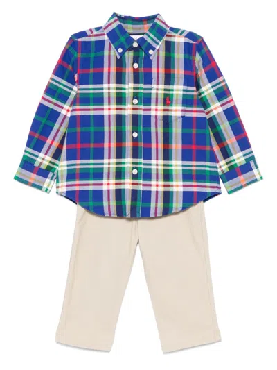 Polo Ralph Lauren Babies' Plaid Oxford Chinos Set In Blue