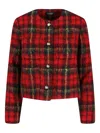 Ralph Lauren Plaid-pattern Button Tweed Jacket In Red