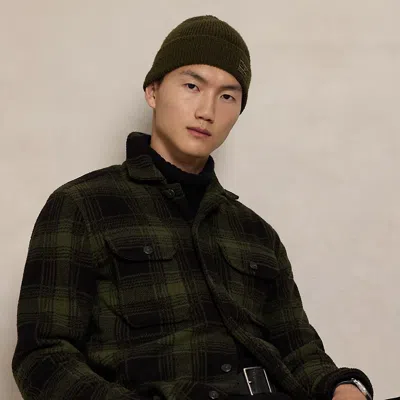 Ralph Lauren Plaid Pile Fleece Shirt Jacket In Green