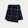 Polo Ralph Lauren Plaid Pleated Wool Twill Wrap Skirt In Tartan