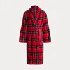 Ralph Lauren Plaid Plush Microfiber Robe In Red
