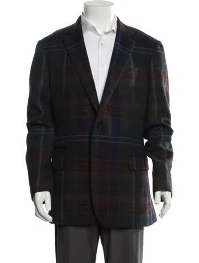 Pre-owned Ralph Lauren Plaid Print Coat In Blue