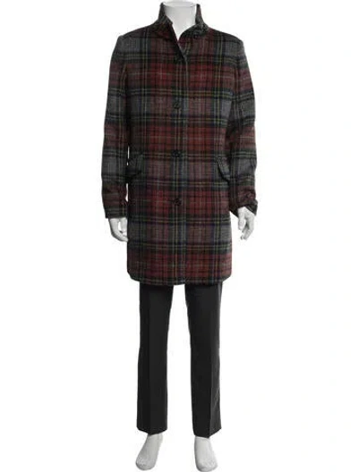 Pre-owned Ralph Lauren Plaid Print Coat W/ Tags In Red