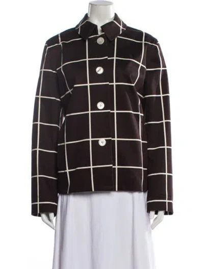 Pre-owned Ralph Lauren Plaid Print Jacket In Brown