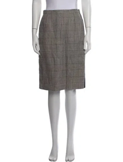 Pre-owned Ralph Lauren Plaid Print Knee-length Skirt In Neutral