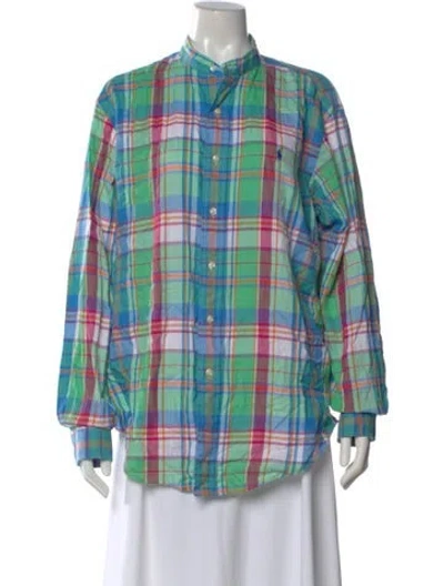 Pre-owned Ralph Lauren Plaid Print Long Sleeve Button-up Top In Multi