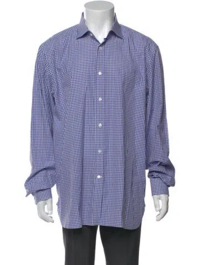 Pre-owned Ralph Lauren Plaid Print Long Sleeve Dress Shirt In Blue