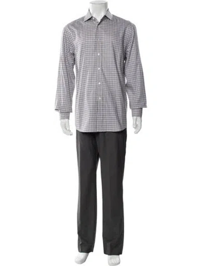 Pre-owned Ralph Lauren Plaid Print Long Sleeve Dress Shirt In Blue