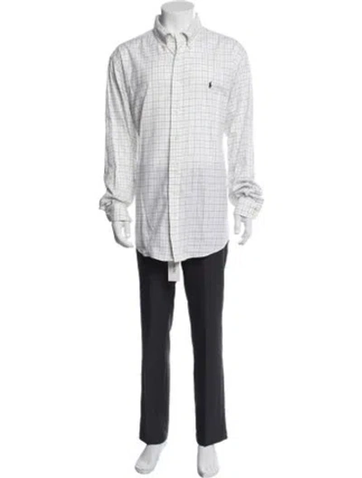 Pre-owned Ralph Lauren Plaid Print Long Sleeve Dress Shirt In Blue