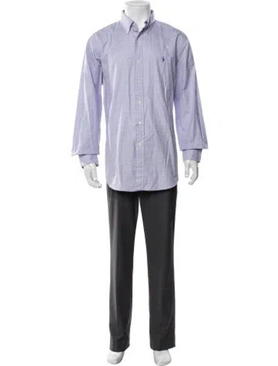 Pre-owned Ralph Lauren Plaid Print Long Sleeve Dress Shirt In Blue