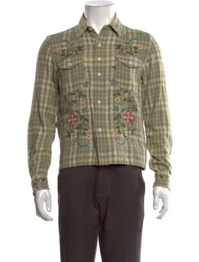Pre-owned Ralph Lauren Plaid Print Long Sleeve Dress Shirt In Green