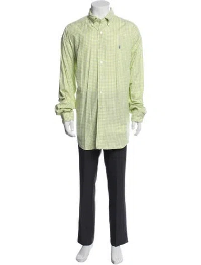 Pre-owned Ralph Lauren Plaid Print Long Sleeve Dress Shirt In Green