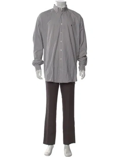 Pre-owned Ralph Lauren Plaid Print Long Sleeve Dress Shirt In Neutral