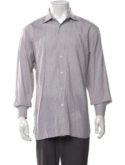 Pre-owned Ralph Lauren Plaid Print Long Sleeve Dress Shirt In Neutrals
