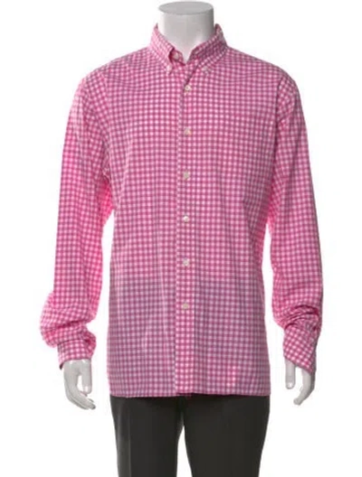 Pre-owned Ralph Lauren Plaid Print Long Sleeve Dress Shirt In Pink