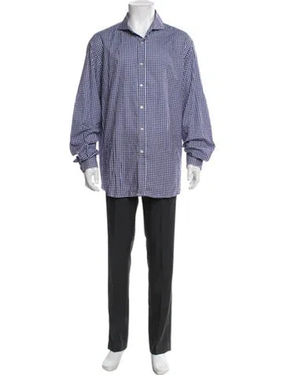 Pre-owned Ralph Lauren Plaid Print Long Sleeve Dress Shirt In Purple