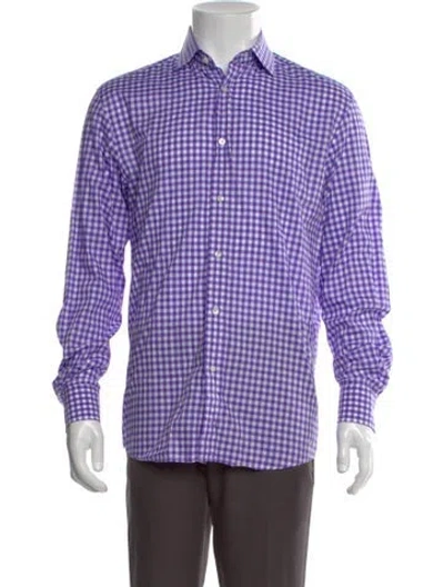 Pre-owned Ralph Lauren Plaid Print Long Sleeve Dress Shirt In Purple
