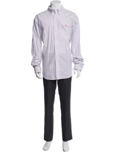 Pre-owned Ralph Lauren Plaid Print Long Sleeve Dress Shirt In Purple