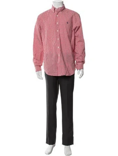 Pre-owned Ralph Lauren Plaid Print Long Sleeve Dress Shirt In Red