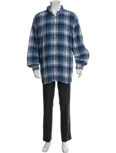 Pre-owned Ralph Lauren Plaid Print Long Sleeve Shirt In Blue