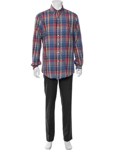 Pre-owned Ralph Lauren Plaid Print Long Sleeve Shirt In Blue