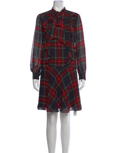 Pre-owned Ralph Lauren Plaid Print Mini Dress In Red