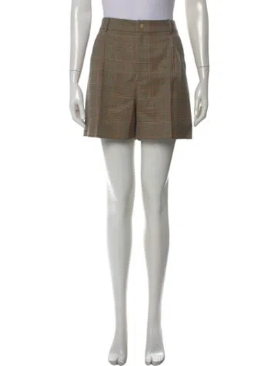 Pre-owned Ralph Lauren Plaid Print Mini Shorts In Neutral