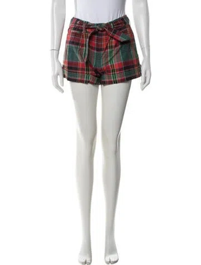 Pre-owned Ralph Lauren Plaid Print Mini Shorts W/ Tags In Multicolor