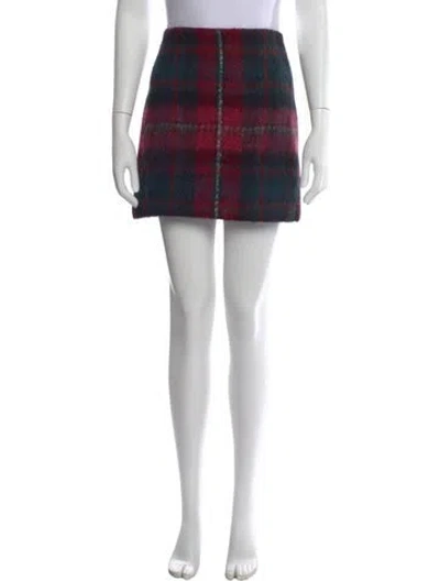 Pre-owned Ralph Lauren Plaid Print Mini Skirt In Red