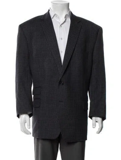 Pre-owned Ralph Lauren Plaid Print Peacoat In Blue