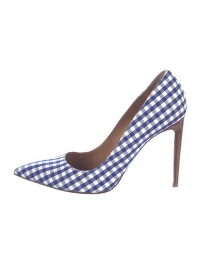 Pre-owned Ralph Lauren Plaid Print Pumps In Blue