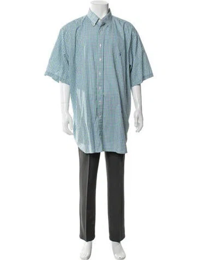Pre-owned Ralph Lauren Plaid Print Short Sleeve Shirt In Blue
