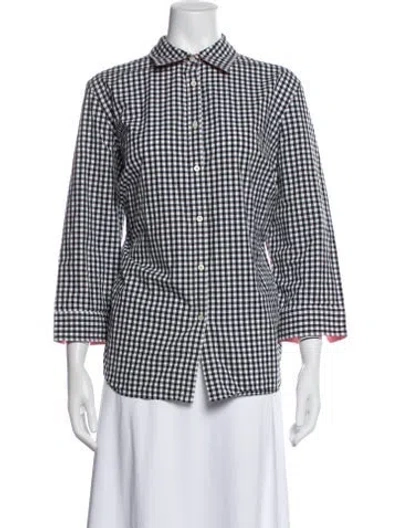 Pre-owned Ralph Lauren Plaid Print Three-quarter Sleeve Blouse In Multi