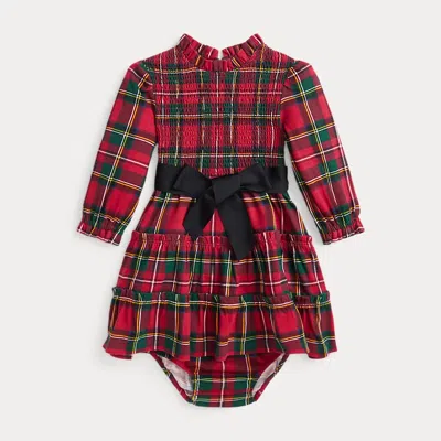 Polo Ralph Lauren Baby Ruffled-trim Plaid Dress In Red Steward Tartan