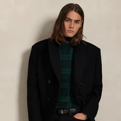 Ralph Lauren Plaid Soft Cotton Turtleneck In Black