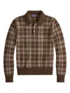 Ralph Lauren Checked Brushed Cashmere Polo Shirt In Brown
